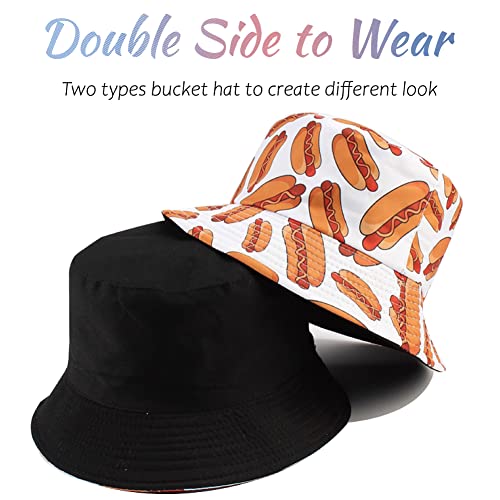 Image of Reversible Bucket Hat for Women Summer Travel Fisherman Cap, Girls Cute Double Side Wear Bucket Cap
