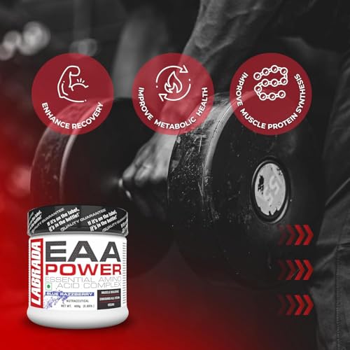 Image of Labrada EAA POWER Essential Amino Acid Complex Powder (6.57g EAAs, Muscle Building, Vegan, 30 Servings) - 0.66 lbs (Pack of 300g) (Blue Razzberry)