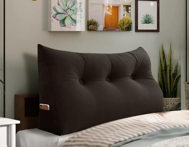 aeTHEric Triangular Headboard Pillow/Wedge Pillow/Backrest Reading Bolster/Triangular Pillow Sofa Back Soft Pack Bed Protection Waist | 39 inch |-image-49