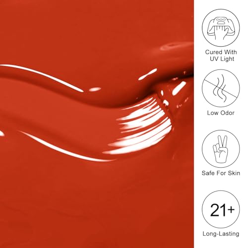 Esmalte de uñas en gel color naranja rojo brillante miniatura 6