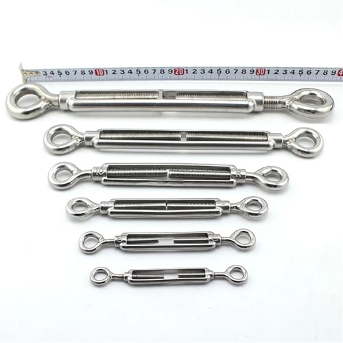 Tensor de cable con tensores de alambre, 10 piezas M4 a M14 gancho y gancho/O a O tensor de alambre de acero inoxidable 304 ojo y ojo tensor de cuerda para jardín (M4) miniatura 4