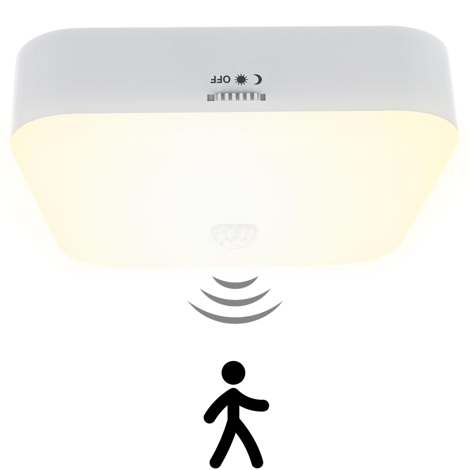 Toowell 10000mAh Rechargeable Motion Sensor Lights Indoor Battery Ceiling Light Battery Operated Shed Light Bathroom Light Waterproof Porch Loft Lights,Warm White
