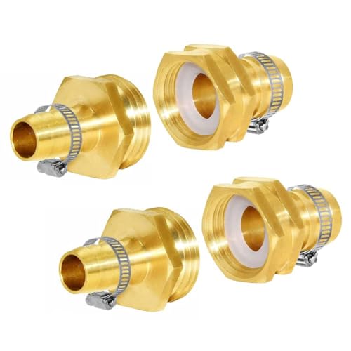 Joywayus Solid Brass Garden Hose Repair Connector with Stainless Clamps 3/8