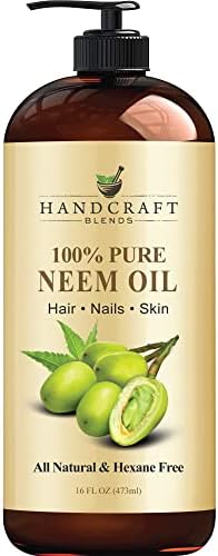 Handcraft Neem Oil – 100% Pure and Natural Cold Pressed Neem Oil for Skin and Hair – Moisturizing and Hydrating Oil - 16 fl. Oz