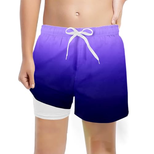 Boys Swim Trunks for 5-16 Years Compression Liner No Chafe Swimsuit Shorts Drawstring Swimwear Bathing Suit Shorts