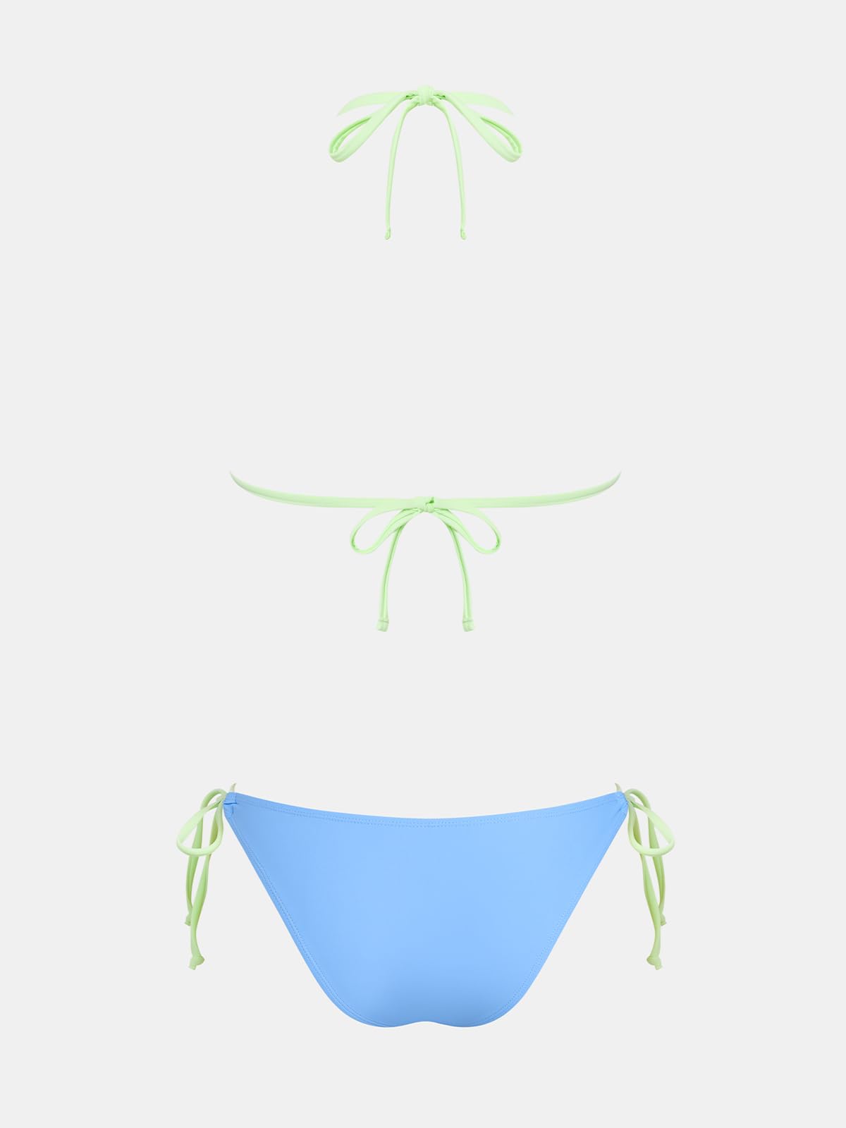 CUPSHE Ensemble de bikini pour femme - Dos nu - Deux pièces - Col en V - Bretelles réglables - Cordon de serrage - Maillots de bain coquins
