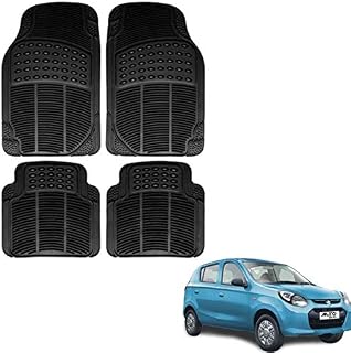 Autokaar All Weather Rubber Car Floor Mat, Anti Skid PVC Car Foot Mat for Maruti Alto 800 (Set of 4, Black) Washable Price In India