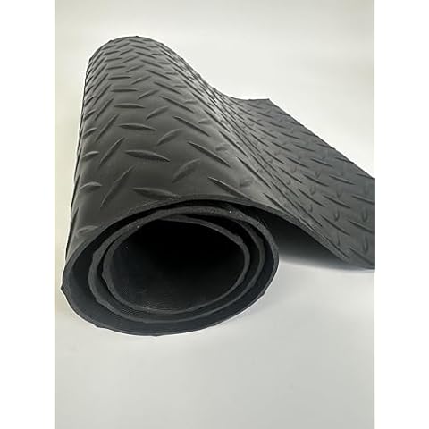 Rubber Sheet Warehouse® Black SBR Flexible Rubber Diamond Plate Matting for Matting or Floor Matting Cover