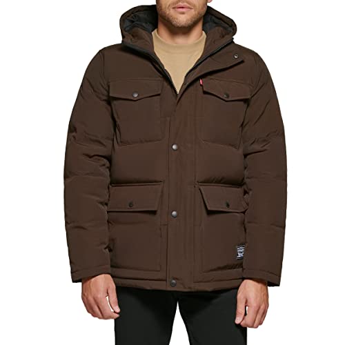 Levi's Men's Arctic Cloth Quilted Performance Parka, Dark Brown, X-Large