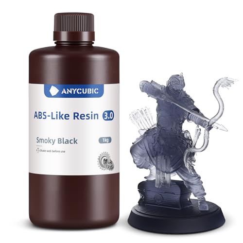 ANYCUBIC ABS-Like Resin 3.0, Upgraded 14K 3D Printer Resin with Enhanced Strength and Toughness, High Precision, Low Odor, Wide Compatibility for All LCD Resin 3D Printers (Smoky Black, 1kg)