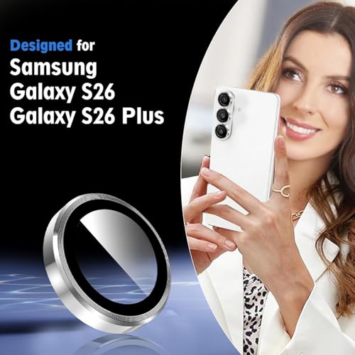 Image of Lensarmor Compatible with Samsung Galaxy S26 Plus /S26 White Camera Lens Protector (1 Pack) - Premium 9H Glass, Military-Grade Protection, Ultra-Clear Transparency & Case-Friendly Design