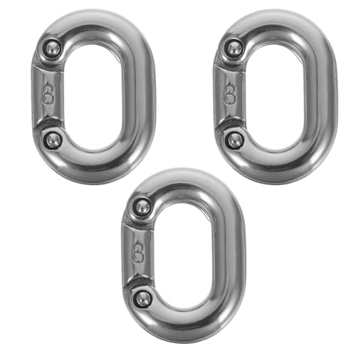 PRETYZOOM 3Pcs Chain Connecting Links: 8mm Industrial Strength Stainless Steel Clamps - Weatherproof Clip for Anchor Chains Rigging & Towing Applications