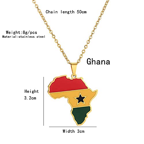 Nothers Ghana Necklace 18K Gold Plated Stainless Steel Pendant for Men Women African Jewelry2