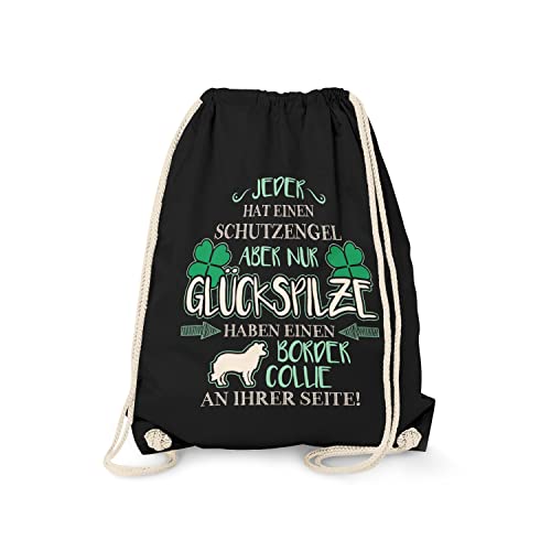 Fashionalarm Bolsa de deporte, diseño de ángel de la guarda, border collie, divertida, mochila deportiva, con texto y diseño de regalo, Negro , talla única,