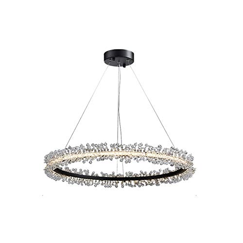 Lustre en cristal K9 suspendu LED 45W tricolore diamètre 80cm moderne pour salon