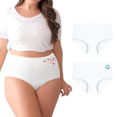Plus Size Pantie Set for Women High Waist Cotton Briefs Ladies Un...