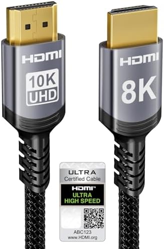Sniokco 10K 8K HDMI 2.1 Kabel 1.5Meter, Zertifiziert 48Gbps Ultra High Speed HDMI® Kabel 0.01ms 4K 240Hz 165Hz 120Hz 8K 60Hz eARC Netflix HDCP 2.3 2.2 DTS:X HDR10+ TV Monitor Projektor Roku PS5 X-box