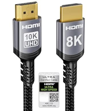 Sniokco 10K 8K HDMI 2.1 Kabel 1.5Meter, Zertifiziert 48Gbps Ultra High Speed HDMI® Kabel 0.01ms 4K 240Hz 165Hz 120Hz 8K 60Hz eARC Netflix HDCP 2.3 2.2 DTS:X HDR10+ TV Monitor Projektor Roku PS5 X-box