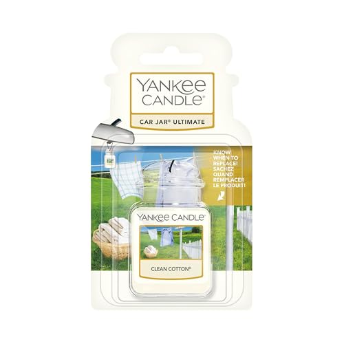 Yankee Candle Car Jar Ultimate Scented Air Freshener | Clean Cotton | 2 count