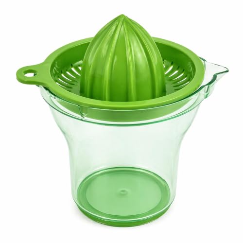 Image of Premium Manual Citrus Juicer with Strainer | Lemon Squeezer & Orange Juicer | Hand Press Juicer with Seed Separator & Juice Collector Bowl | Easy to Use Kitchen Tool (Green)