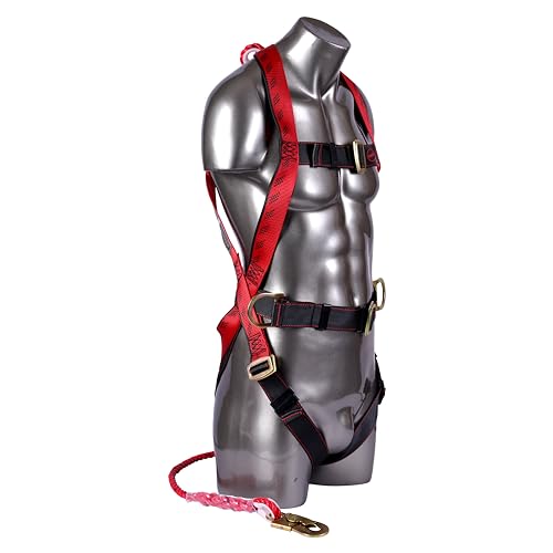 Image of Karam Full Body Safety Harness (Class P) for Fall Arrest & Work Positioning | Lanyard & Scaffolding Hook | Construction Harness & Fall Protection | Adjustable Straps | PN17(PN204)(PP)(000 121)(2.0M)
