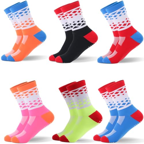 Running Socks,Crew Length Breathable and Cushioned Bike Cycling Athletic Socks for Men & Women,Unisex,3-Pack2