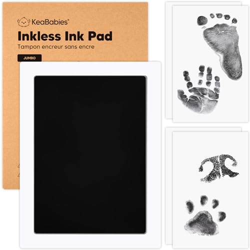 Image of 1-Pack Inkless Baby Hand and Footprint Kit - Mess Free Ink Pad for Newborn Keepsake, Dog Nose & Paw Print Kit, Clean Touch Ink Pad for Baby Hand & Footprints, Ideal New Mom Gifts (Jumbo)