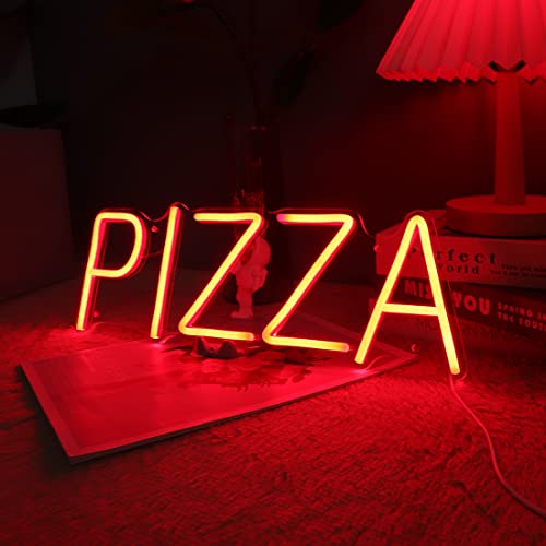 Image of Planzo Pizza LED Neon Sign Light Restaurant Coffee Shop Bar Wall Decor Red | Business Store Advertising, Window Display, Pub Kitchen Bedroom Kids Room Home Party Cool Wall Light Decor, 15.75 inchx5.55 inchUSB