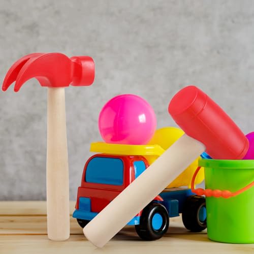 Image of 3pcs Wooden Mallet Toy Hammer Simulation Wooden Hammers Small Plastic Toddler Fake Hammer Portable Maintenance Kids Tools Toys Pretend for Boys Girls