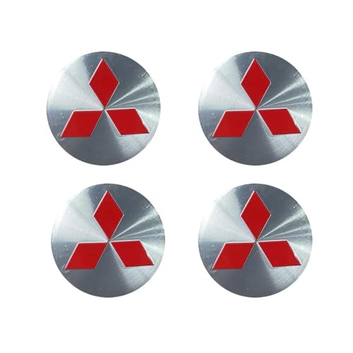 JYZMF 4Pcs Car Hub Centre Caps for Mitsubishi 56MM,Wheel Center Caps Waterproof DustProof Wear Resistant Protectors Exterior Trim Accessories,Red