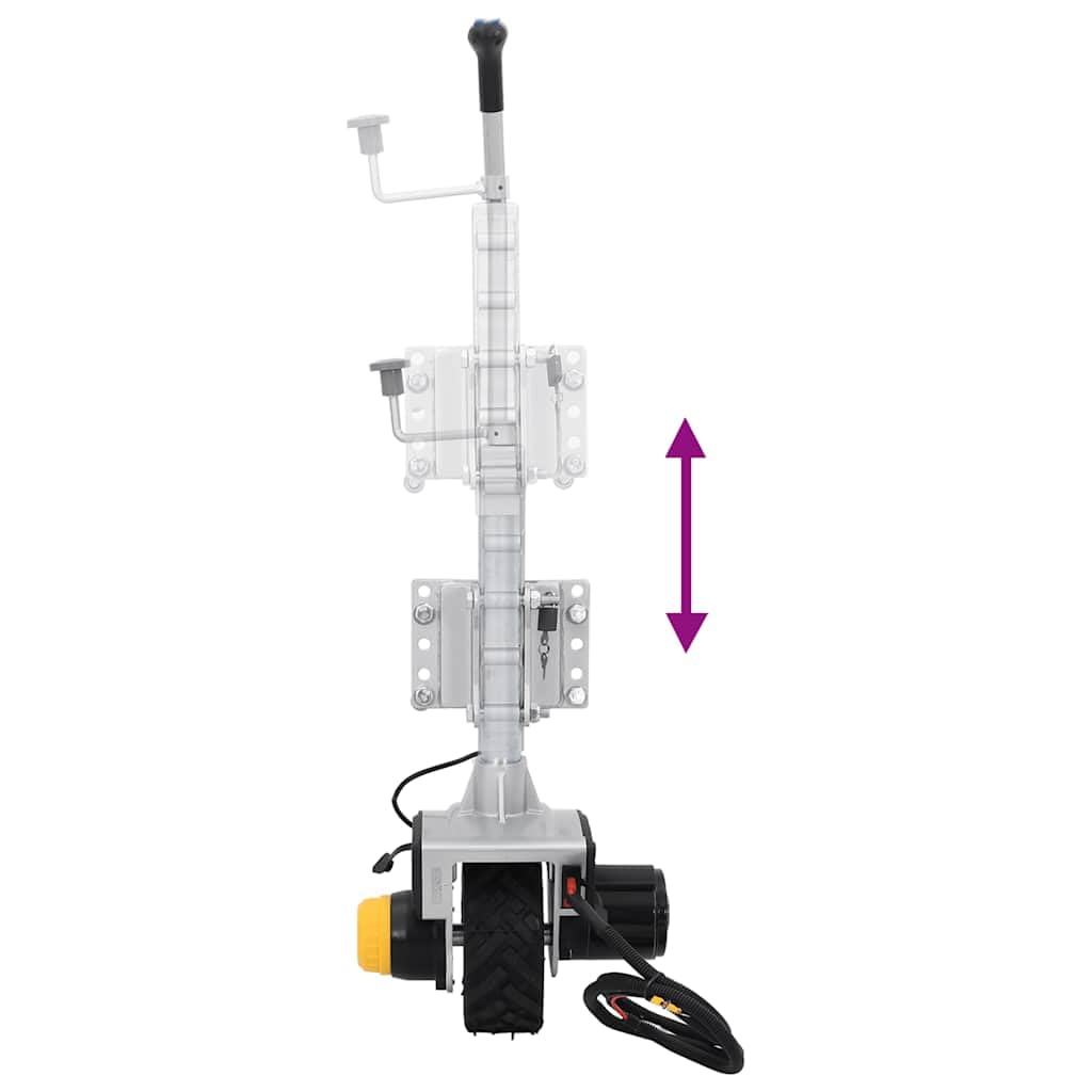 Ruota di sostegno per rimorchio 12 V 550 W in alluminio con ruota in gomma antiscivolo, morsetto regolabile in altezza, carico di trazione 2722 kg, ideale per auto, ribaltabile, carico