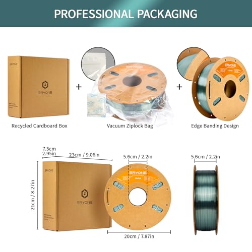 Image of ERYONE Silk PLA Filament for 3D Printer, 1.75mm + /- 0.03mm, 1kg (2.2LBS) /Spool,Silk Emerald Green