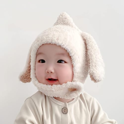 Toddler Boy Girl Winter Hats Warm Baby Kids Plush Hat Earflaps Hood Beanie Skull Cap for Unisex Infant Age 1-4 White4