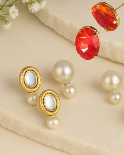 Image of Mansiyaorange Chunky Earrings Tops Stud For Women & Girls