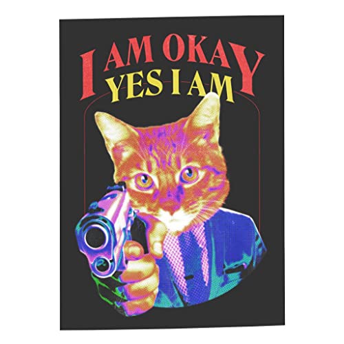 Affiche chat pistolet au style collage vintage et humour noir pour interieur audacieux