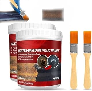 (Most Gifted) Metal Rust Remover, Water Based Metallic Paint Rust Converter, Water-Based Metal Rust Remover, Multi-functional Car Metallic Paint Anti-Rust Universal Rust Converter Gel, 100g/3.52fl.oz (2pcs)