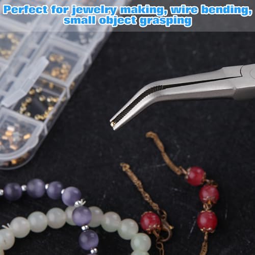 Image of SPEEDWOX Long Reach Bent Needle Nose Pliers with Serrated Jaw Extra Long Nose Precision Wire Looping Pliers Needle Remover Pliers for Hard to Reach Narrow Spaces Jewelry Making Tools Fishing Tools