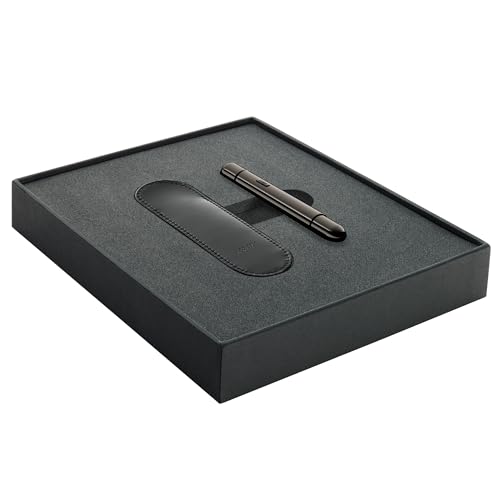 Lamy pico ruthenium Kugelschreiber Geschenk Set - Innovativer Pocket Pen Kuli 1 Klick für Full-Size Gehäuse aus Metall & Strichbreite M inkl. Echtleder-Etui & Compactmine M 22 in schwarz