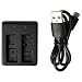 Produktbild vhbw Dual USB Ladegerät kompatibel mit Sjcam DX 288813, DX 288812, DX288813, DX288812, SJ4000 Kamera Camcorder/Akku - Ladeschale, Ladeanzeige, 4,2 V