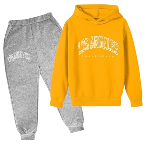 Niños Casual Letra Impreso Manga Larga Sudadera Sudadera Sudadera Chándal Jogger Pantalones de Chándal Unisex 2 Piezas Conjunto de Sudaderas de Manga Larga Niñas