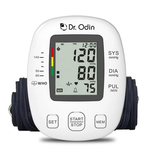 Image of Dr. Odin OBP104 Pulse Mini Digital Blood Pressure Monitor for Accurate BP & Pulse Readings | LCD Display | 2x60 Memory Records | Large Cuff (22-42 cm) | USB Port | WHO Indicator | 1-Year Warranty