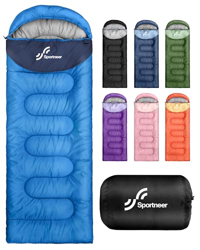 Sportneer Sleeping Bags for Adults, Warm & Cold Weather Sleeping Bag for Adults Kids Boys Girls -...