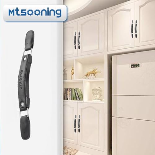 Image of 2PCS Luggage Handle,150mm Leather Pull Handle Grip, Black Suitcase Handle Carry Strap Replacement Part for Luggage Suitcase Box Black Tone