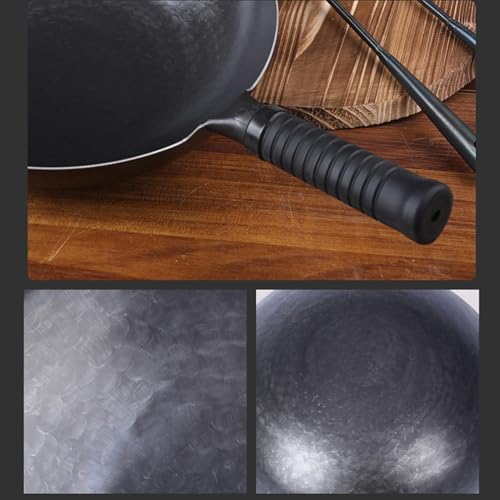 Wok chino de hierro martillado con tapa de madera miniatura 4