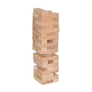 TVM Pine Wood Tumble Tower 54 Blocks Stacking Balancing Game, Mind Development Puzzle for Adults Kids & Family