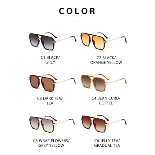 Retro Trendy Pilot Sunglasses for Women Men Gradient Sun Glasses Female Large Square Pilot Shades UV400 Protection4