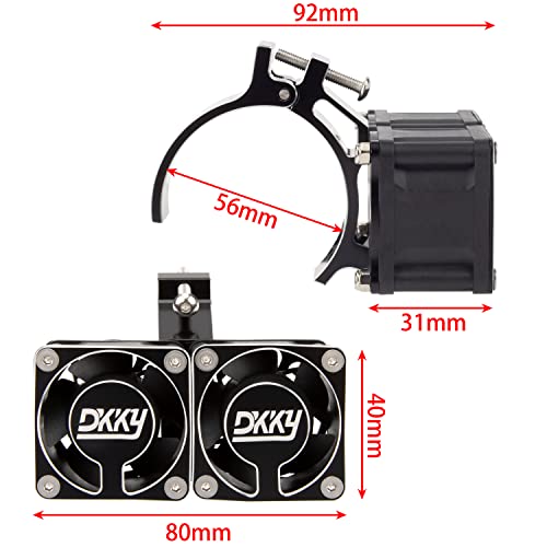 DKKY RC Motor Cooling Fan Heatsink 20000 RPM 54-58mm Ajustable Mount for ARRMA Axial 1/5 1/6 1/7 RC Models with 1717 5687 56113 2028 Motor (Black)