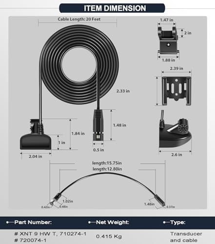 Transductor XNT-9-HW-T y cable adaptador AS EC QDE para Humminbird Helix 7