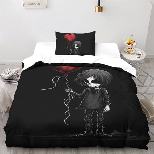 Housse de couette skeleton 3D lavable en machine pour lit single - 3