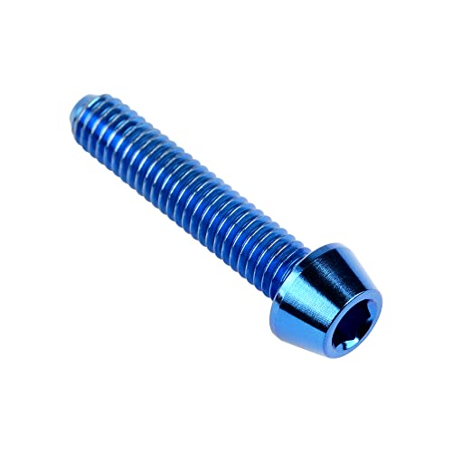 Image of Titanium Ti DIN912 M4 8 10 12 15 20mm Tapered Head Hex Bolts Bicycle Screws Pack of 6 (Blue, M4x20mm)